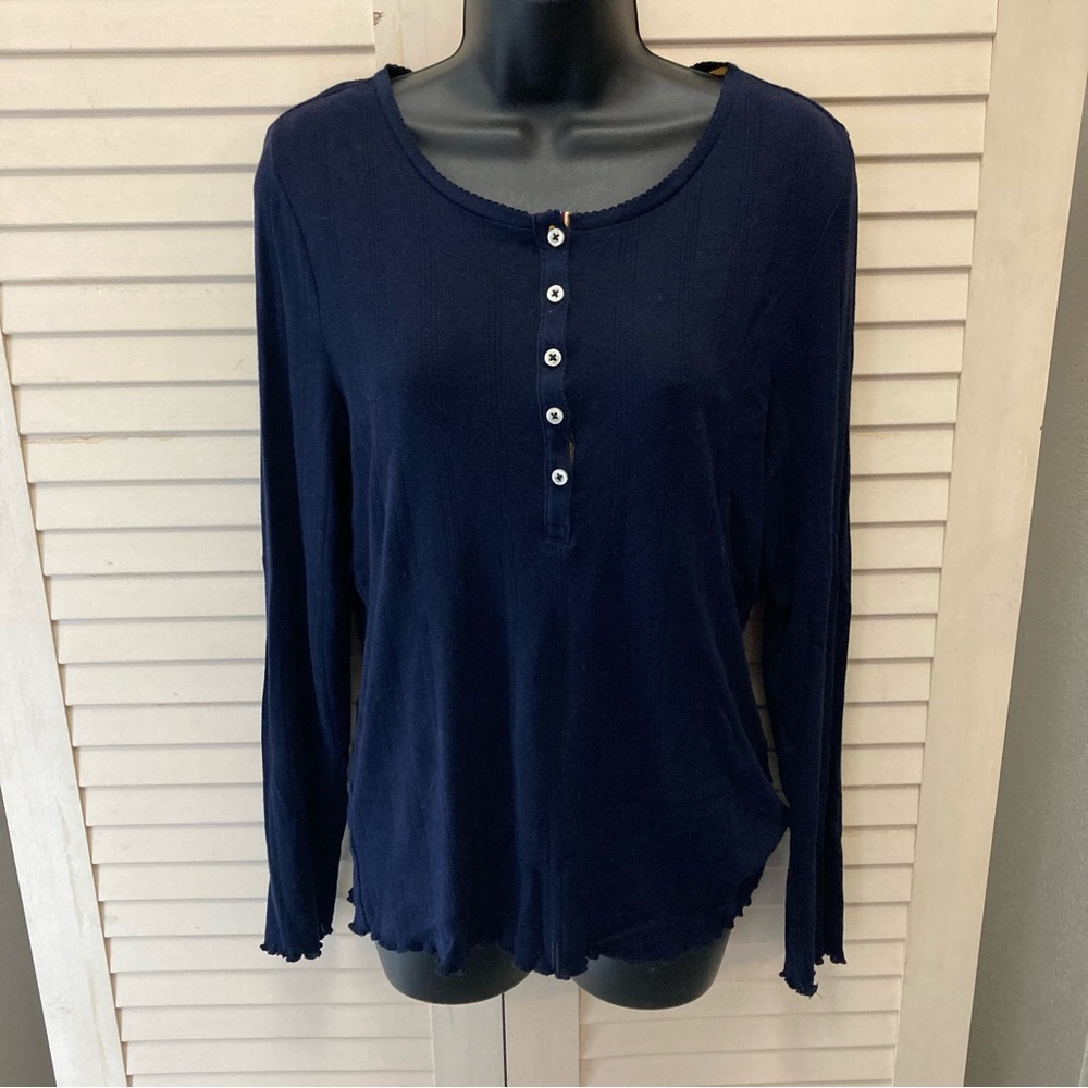 Tommy Hilfiger blue button down Henley shirt